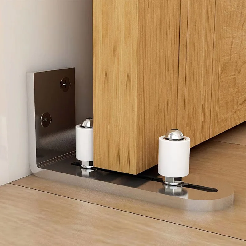 Sliding barn door guide Stainless Steel Swing Stop Anti-shaking Door Stop Barn Door Double Pulley Lifting Rail Push Pull Accessories Ground Guide