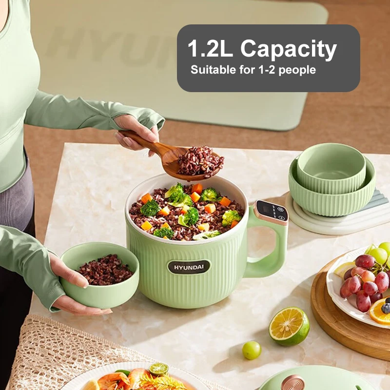 1.2L Portable Electric Cooker Smart Touch Rice Cooker Ceramic Glaze Non-stick Electric Hot Pot For Dormitory Office Noodle Pot