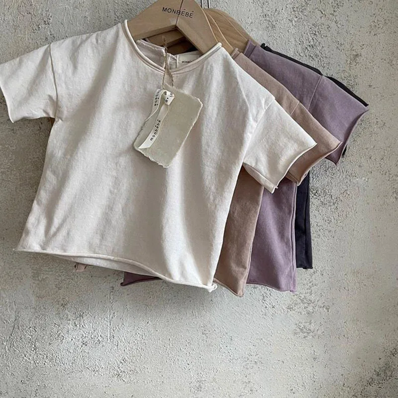 Summer Infant Baby Boys Girl Tee Soft Breathable Cotton Cozy Toddler White/black/brown T-Shirt Short Sleeve Kids Tops