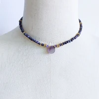 Collier en Pierre Naturelle à Facettes pour Homme et Femme, Pendentif Goutte d'Eau Bleue, Tendance, Cadeau de Noël, 2021 6