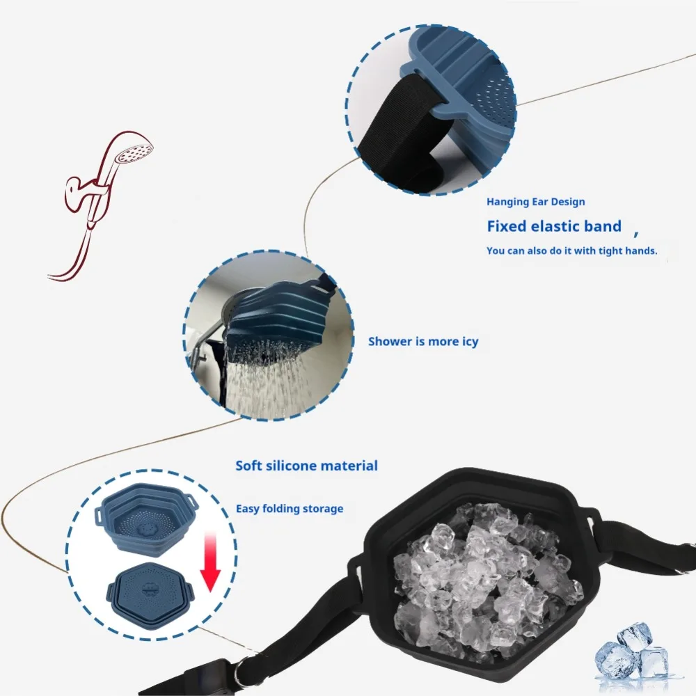 High Quality Foldable Shower Ice Bath Silicone Convenient Ice Storage Basket Temperature Reducing Portable Shower Head