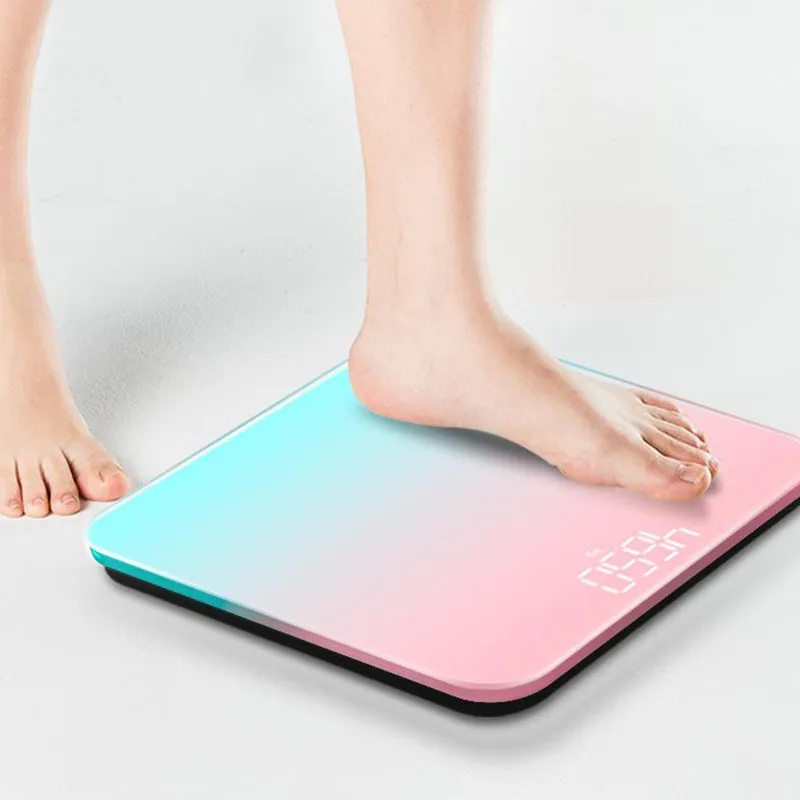Pink Bathroom Scale Floor Digital Scale Weight Glass LED Smart Electronic Balance Weight