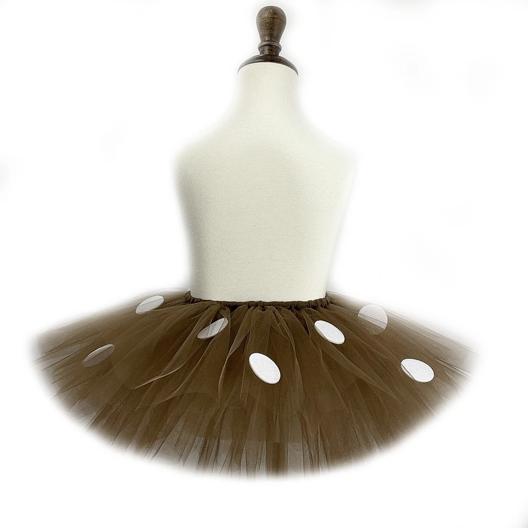 Animal Tutu Skirt Outfit Brown Girls Deer Tutu Skirt Fluffy Baby Girl Party Dance Tutu Skirts For Kids Halloween Christmas Elk Reindeer Costume