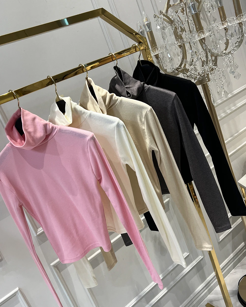 Koreanischen Stil Weibliche Rollkragen Stretch T-Shirt Frauen Dünne Lange Hülse T-shirts Solide Vielseitig Lange Ärmel T Sexy Crop Top – Detail 13