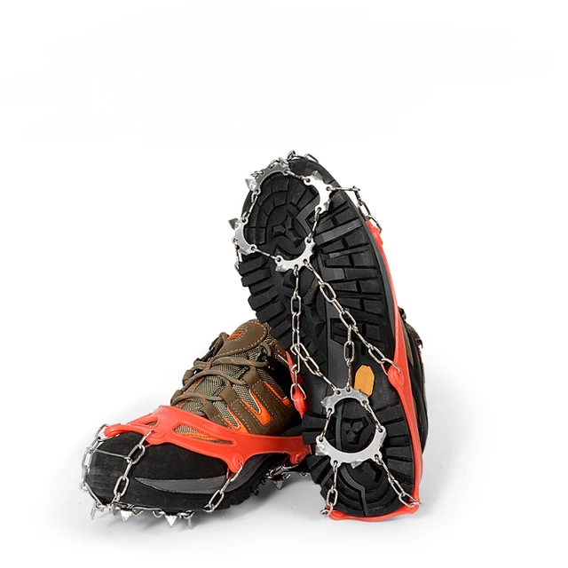 Crampons à crampons avec 11 dents en acier inoxydable, pinces à glace,  crampons à