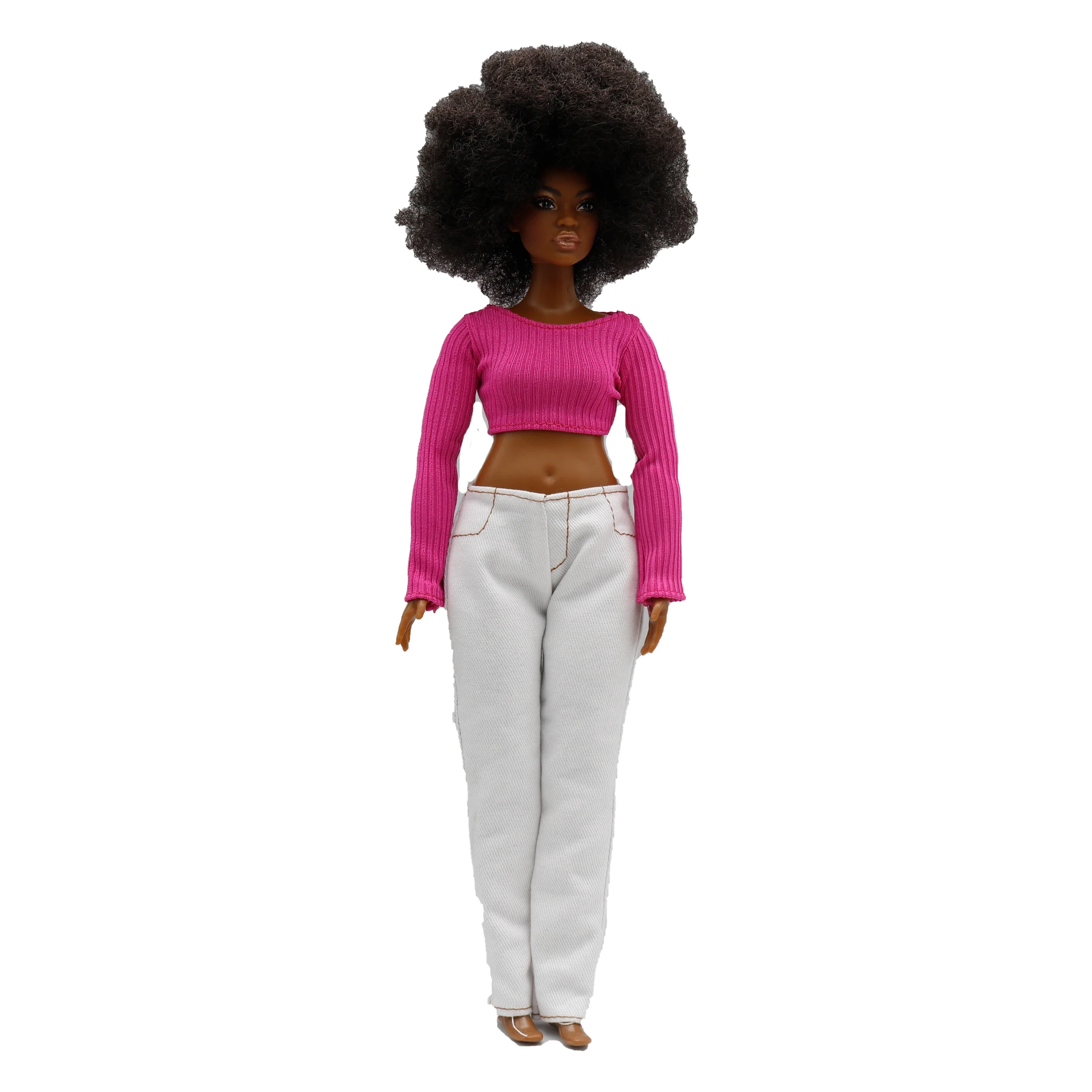 New 30cm 1/6 Doll jeans Striped Tshirt set Daily Wear Clothes for curvy Barbies doll Accessories 4