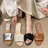 Fashionable Color Design Flat Bottom Women's Slippers 2025 Summer New Style Braided Comfortable Casual Slippers for Women 1
