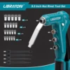 LIBRATON One-Handed Rivet Nut Gun, Rivet Nut Tool Kit with 40PCS Threaded Rivet Nuts, Metric Interchangeable Mandrels 4PCS 4