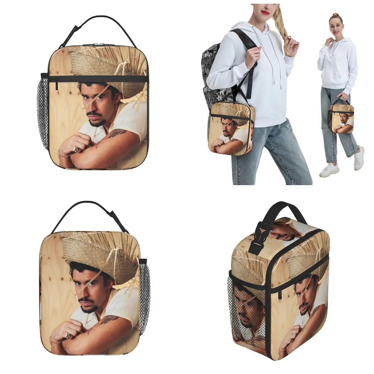 Bad Bunny Merch 학교용 절연 도시락 가방 식품 보관 가방 휴대용 쿨러 열 도시락 상자