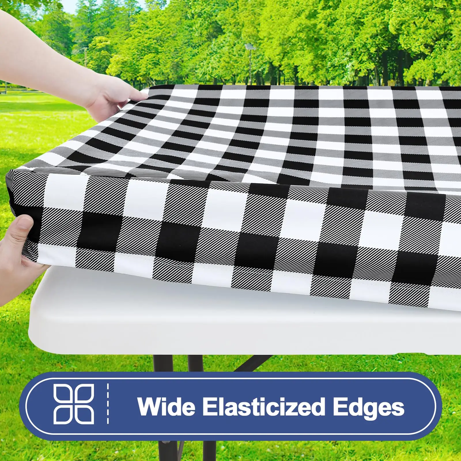 Waterproof Windproof Elastic Edge Picnic Table and Bench Cover Set