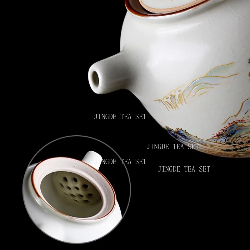 230ml Palace Luxury Ceramic Teapots Hand Painted Flowers and Birds Tea Pot Travel Portable Filter Kettle Home Tea Set 1pcs pot