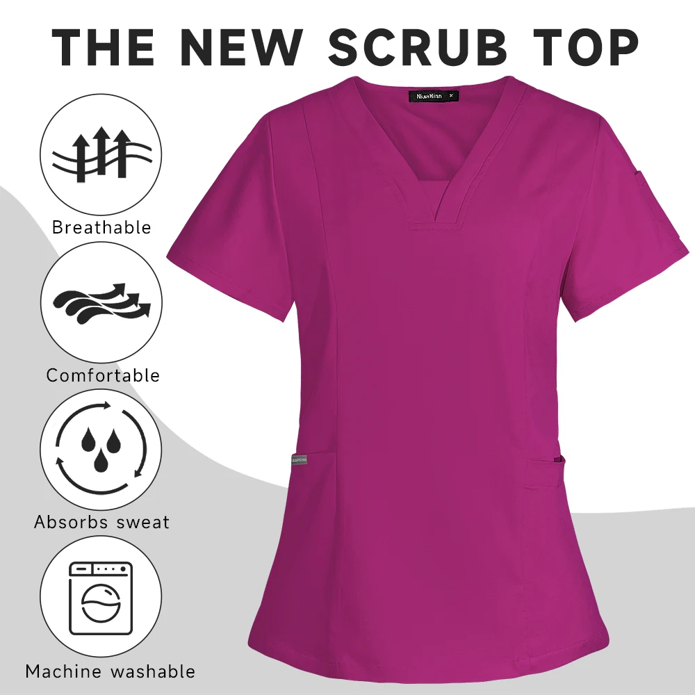 Operating Room Medical Uniform Set Short Sleeve Nurse Nursing Accessories Tops Pants Elastic Scrubs Suit