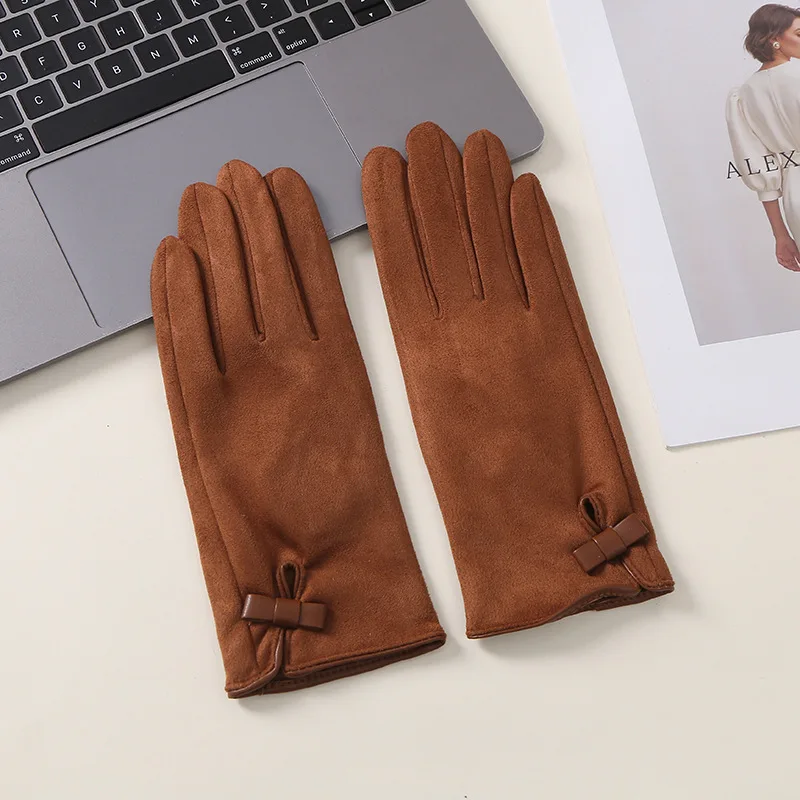 Women Touch Screen Gloves Fashion Mittens Autumn Winter Warm Suede Solid Cycling Drive Suede Fabric Elegant Windproof