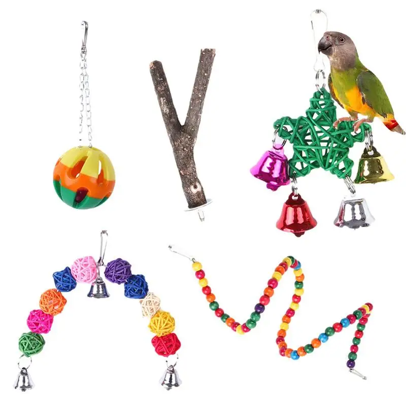 

Bird Cage Toy with Bird Swing and Crisp Bell Lovebird Budgie Toys Climbing Exercise For Birds Bright Color Bird Cage Toy