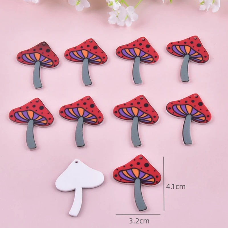 

10Pcs Red spotted mushroom Acrylic Charms Acrylic Charms for Women Earring Necklace Bracelet Jewelry DIY Making