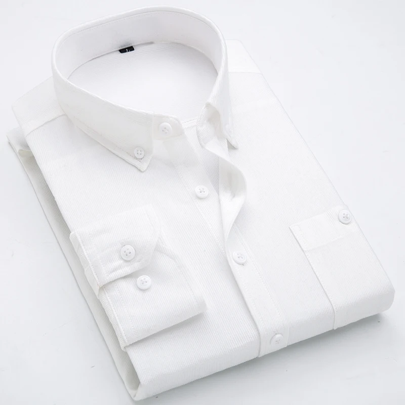 Spring and Autumn New Men's Long-sleeved Shirt Corduroy Fabric Shirts Single-breasted Button-down Collar Camisa Men Chemise 5XL dress shirts men casual shirts
