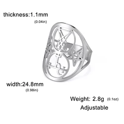 Enchanted Lilith Sigil Stainless Steel Protection Ring - Adjustable Unisex Amulet Jewelry Gifts Wholesale - Adjustable (Silver)