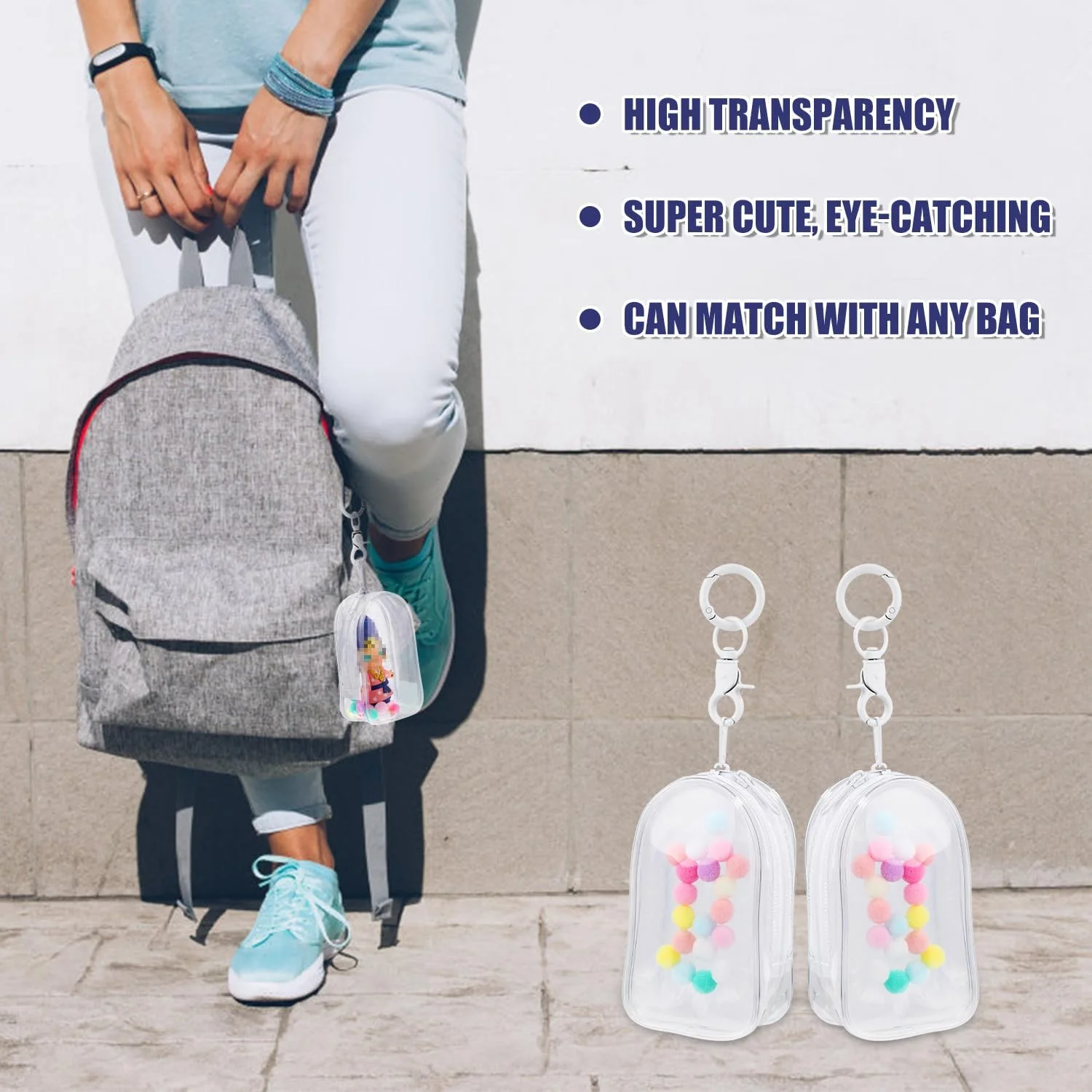 Transparent PVC Mystery Box Organizer Box Keychain Bag Protect Mystery Toy Storage Case Cute Doll Bag Organization