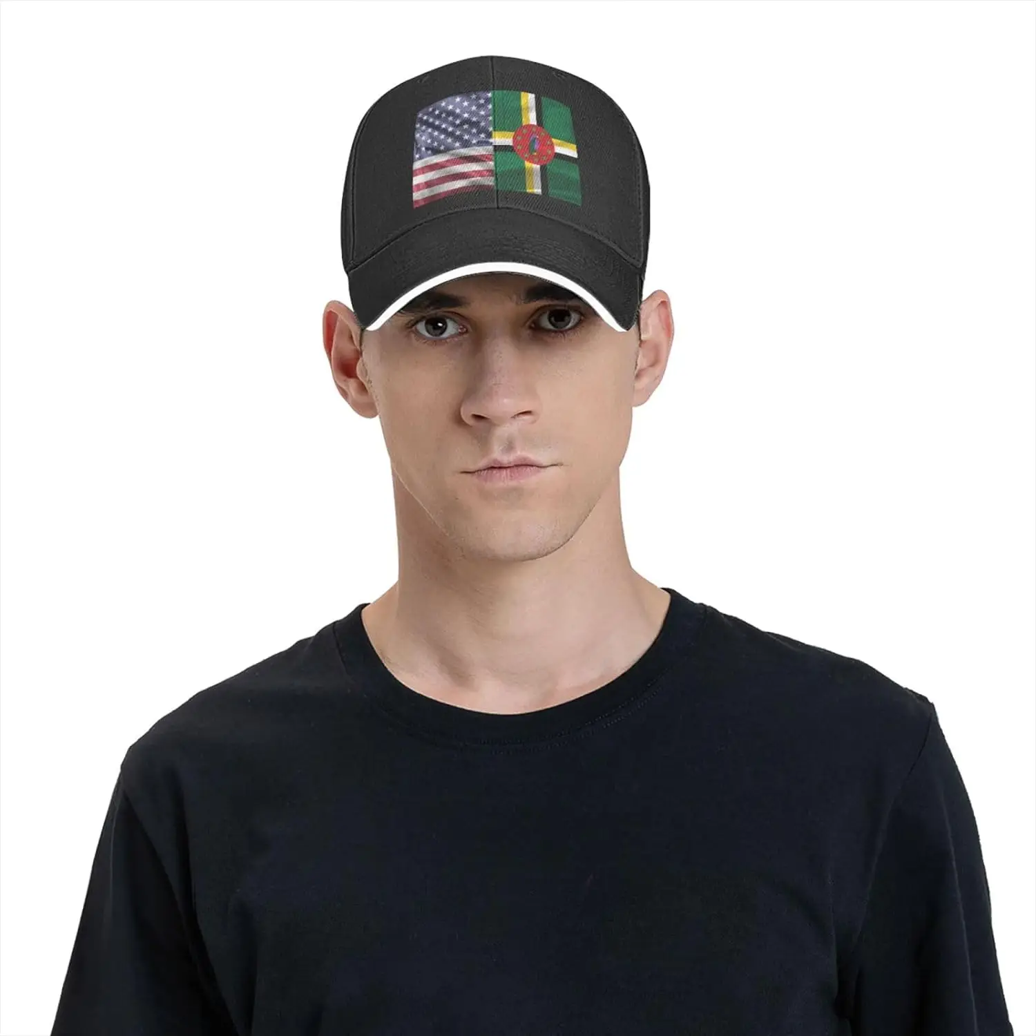 

US Dominica America Flag Premium Adjustable Baseball Cap for Men and Women - Outdoor Sports, Sun Protection Black