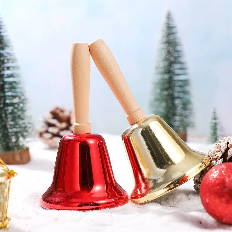 

Christmas Metal Handbell Santa Claus Jingle Bells Gold Red School Bells Restaurant Call Bell Service Supplies Xmas Decoration