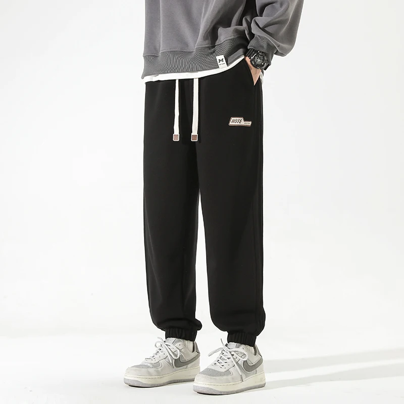 CAAYU Casual Men\'s Cotton Pants Fashion Solid Pocket Drawstring Baggy Trousers Comfort Loose Wide Leg Pant Streetwear Sweatpants