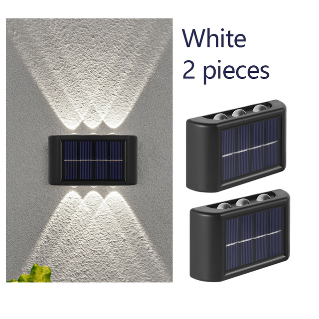 LED Light Garden Solar Lamp Outdoor Fence Light House Waterproof Wall Sconce Lamp Up Down Lighting Garden Decoration