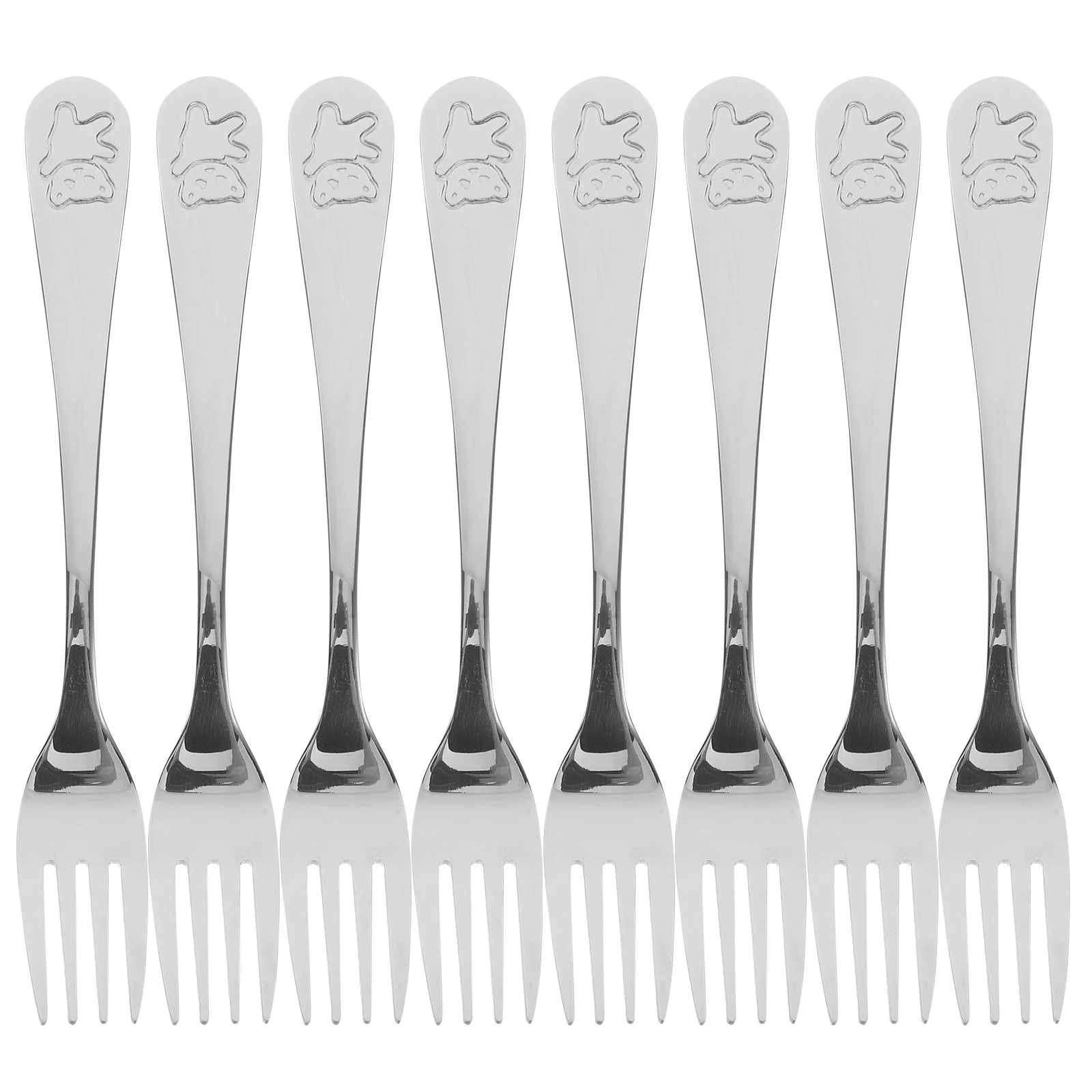 

9 Pcs Stainless Steel Children's Fork Salad Forks Appetizers Cartoon Small Pickle The Jar Metal Rust Protection