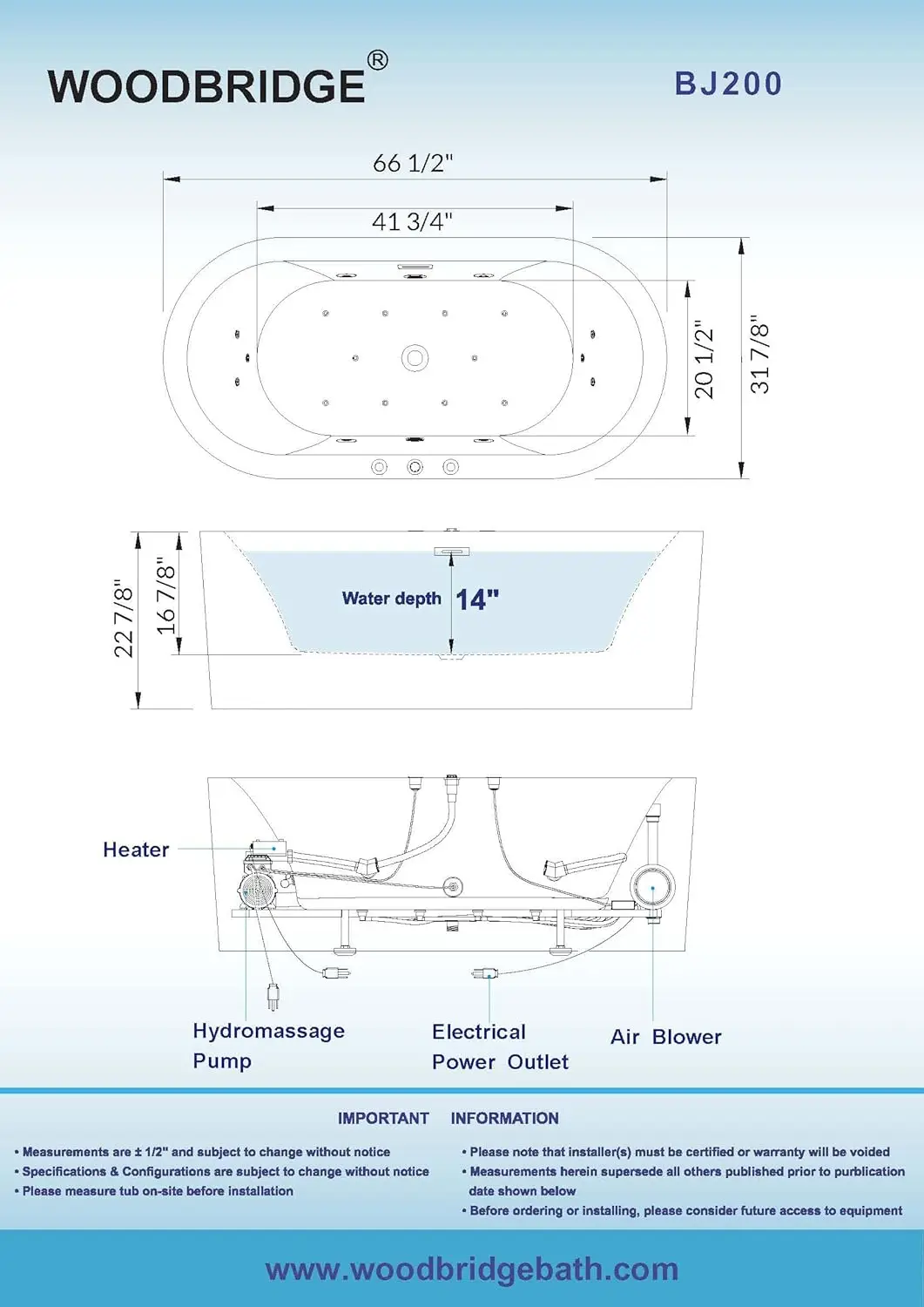 Whirlpool Water Jetted and Air Bubble Freestanding Heated Soaking Combination Bathtub Air Massage High Performance Pump 5