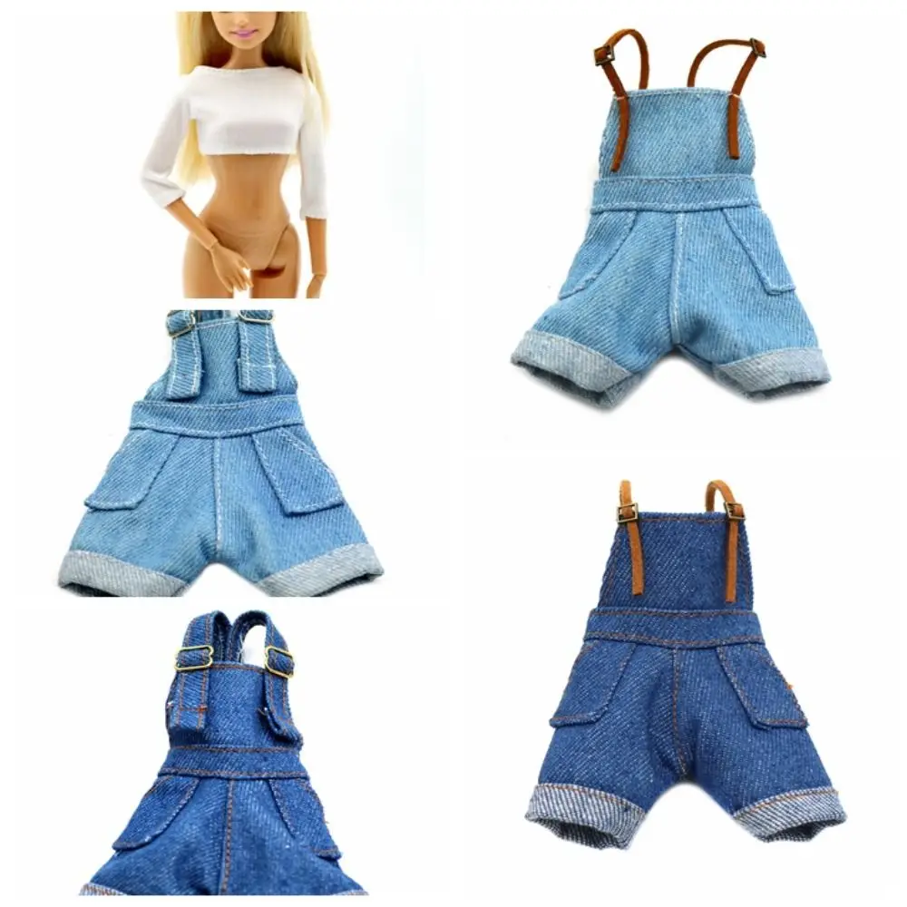 Funny Denim Jeans Doll Suspenders Trousers Outfit Cloth Crop Top 29cm Doll Wearable Cowboy Doll Decoration