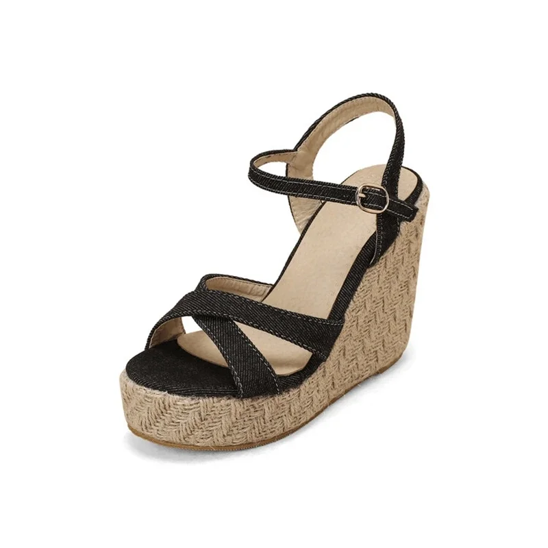

Zapatos Mujer 2022 Bohemian Style Luxury Women Sandals Peep Toe Wedges High Heels 12.5 CM Party Platform 4CM Shoes Plus 6999-22