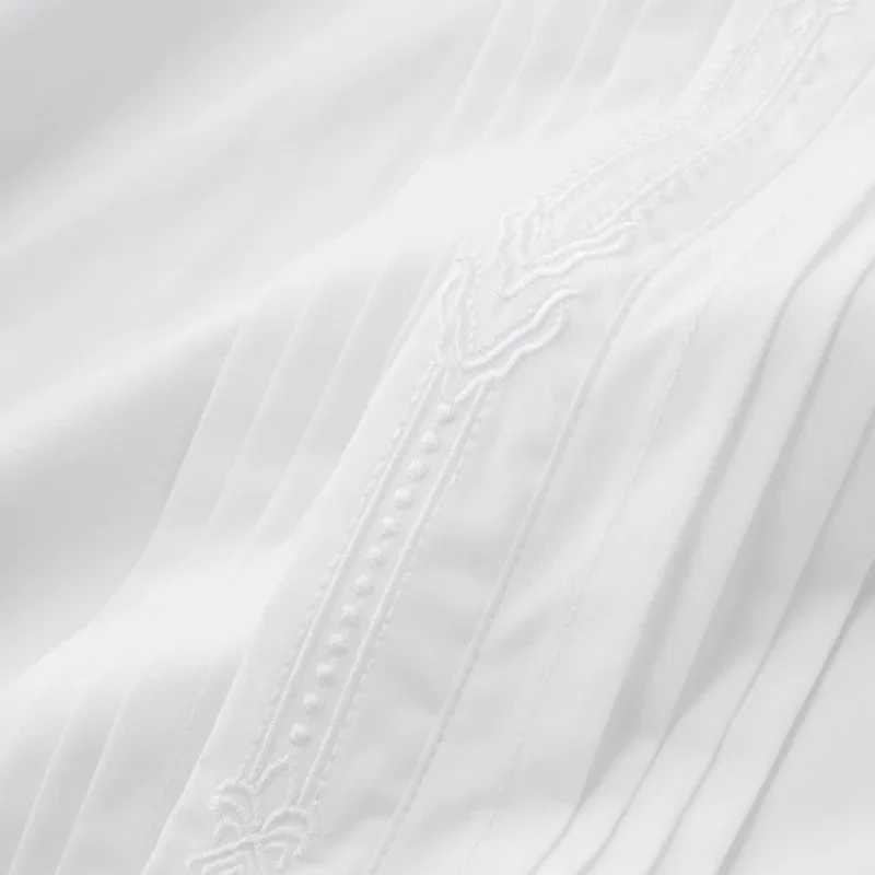 Minglu Cotton Men's Shirts High Quality Embroidery Covered Button Long Sleeve Solid Color Casual Party Male Dress Shirts 4XL