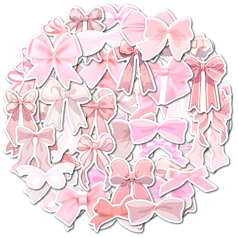 50PCS Pink Bow Stickers Cute Vintage Aesthetic Bowknot Sticker Vinyl ...