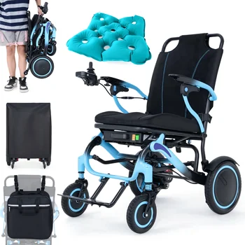 Sedia a Rotelle Elettrica in Carbonio Ultra Leggera, Pieghevole in 1 Secondo, Autonomia 48KM, Sicura per Anziani e Viaggi, Capacità di Carico 120KG