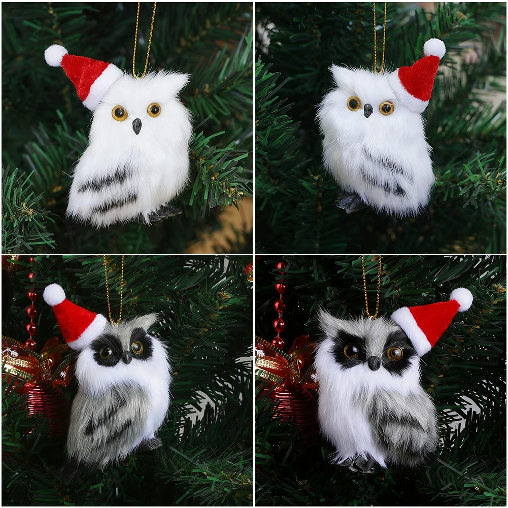 1Pc Foam Gift Grey&White Artificial Owl Model Lifelike Simulation Owl Garden Ornament Handicraft Vivid Furry Christmas Pendant