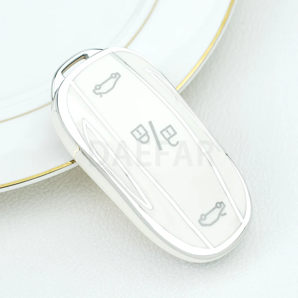 Premium TPU Car Smart Key Case Cover - Protector Fob Shell with Keychain Accessories