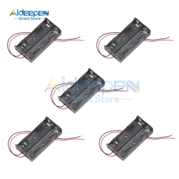 5 pezzi nuove custodie per batterie AA 2X custodia per batterie AA scatola di immagazzinaggio custodia per batterie a 2 slot contenitore con cavo