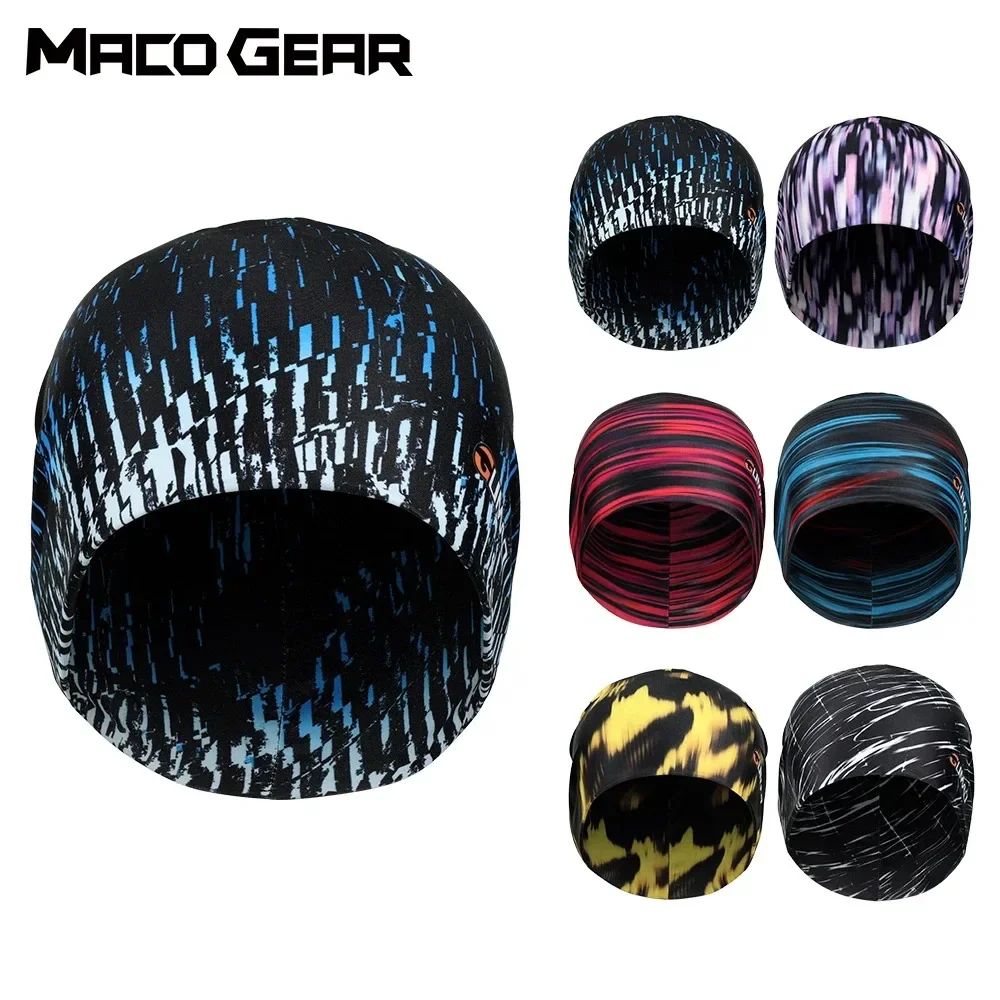 Winter Double-layer Fabric Running Print Beanies Bicycle Hat Tennis Hiking Workout Ski Cycling Snowboard Stretch Cap Men Women winter hats winter cycling cap sports hat