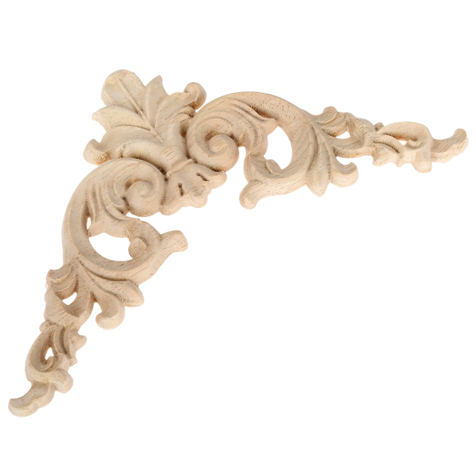 4pcs/set Wooden Decal Corner Hollow Branch Crown Oak Flower Board 8cm/3.15" European Style Decor Wall Door Cabinet Furniture 2