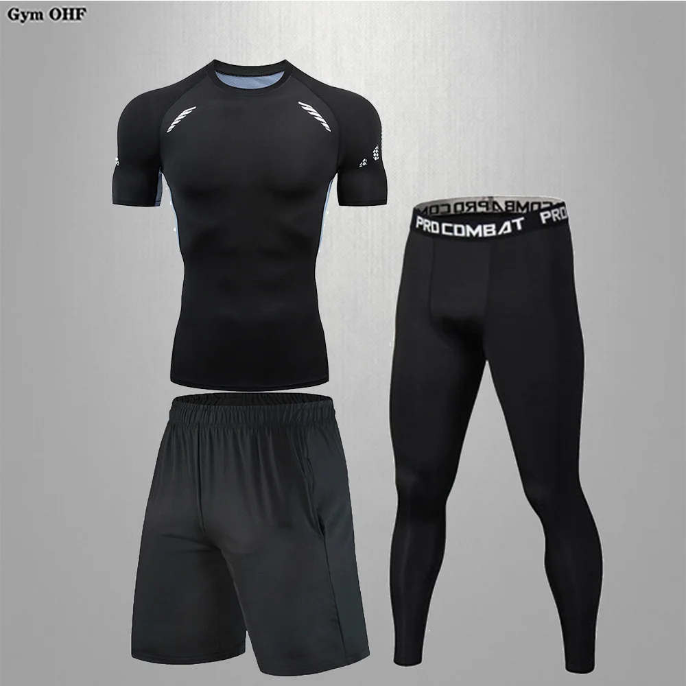 

Men's Running Set Gym Jogging Thermo underwear xxxl Second skin Compression Fitness MMA rashgard Male Quick dry Track Suits Men