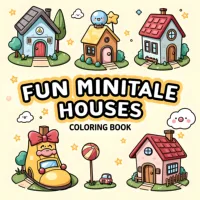 FUN MINITALE HOUSES Bold-easy Patterns Coloring Book for Adults Cute Drawing Book Perfect Gift for Party and Birthday 1