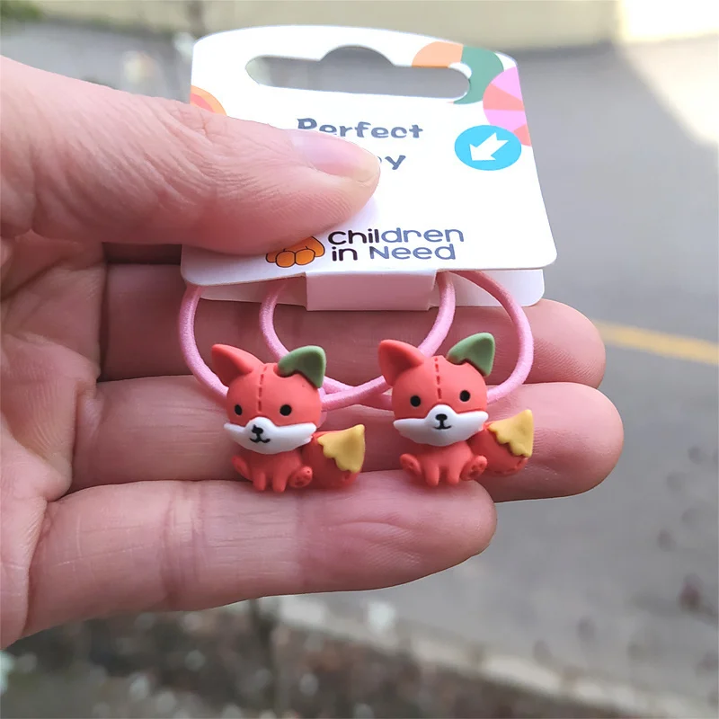 2PCS Neue Nette Bär Prinzessin Headwear Kinder Elastische Haar Bands Kinder Cartoon Seile Mädchen Zubehör Baby Kopfschmuck – Detail 3