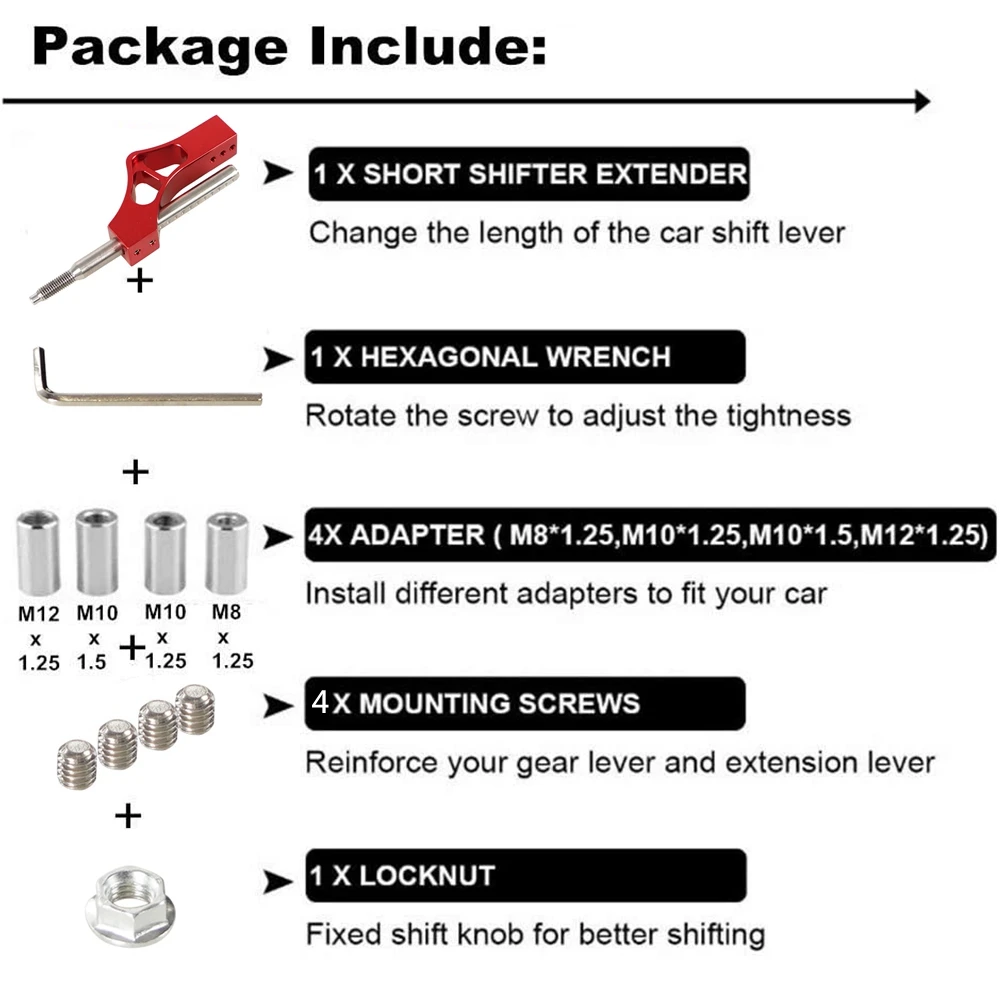 Neue Auto Aluminium Schaltknauf Verlängerung Universal Einstellbare Höhe  Hebel Extender Getriebe Shifter Hohe Qualität