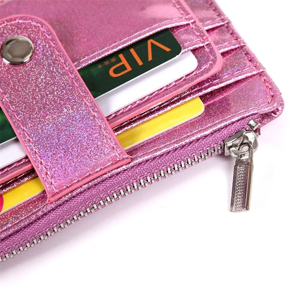 Sequins Credit Card Holder Crystal Color Multi Card Slim Wallet Cute Laser Shining Heart Girl Bus ID Case Cardholder