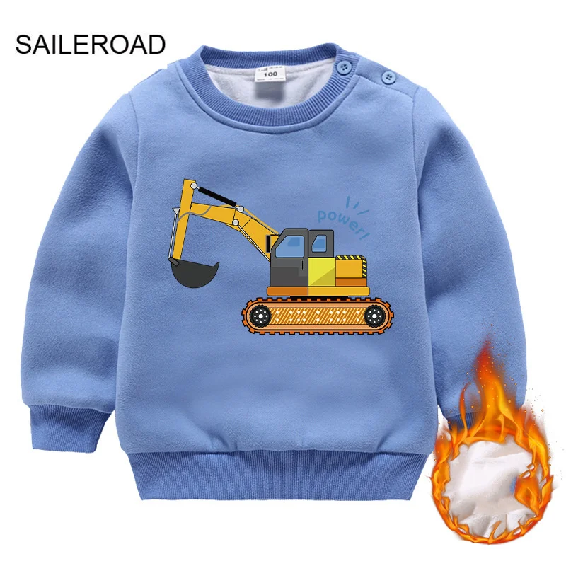 

SAILEROAD 2022 New Autumn Boys Clothes Cotton Outerwear Excavator Fleece Tops Kids Girls Hoodie Sweatshirts Winter 2-7 Years