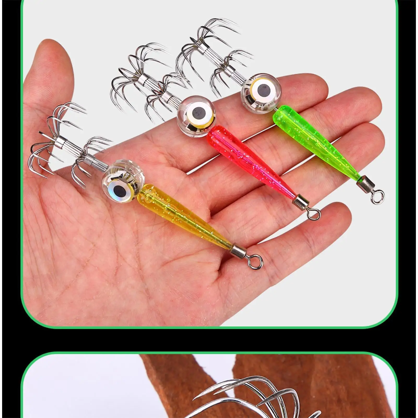 Luminous Squid Jig Hooks Kit 1pcs Glow Squid Jigs Saltwater Fluorescent Fishing Cuttlefish Sleeve Squid Jig Baits Night Lures