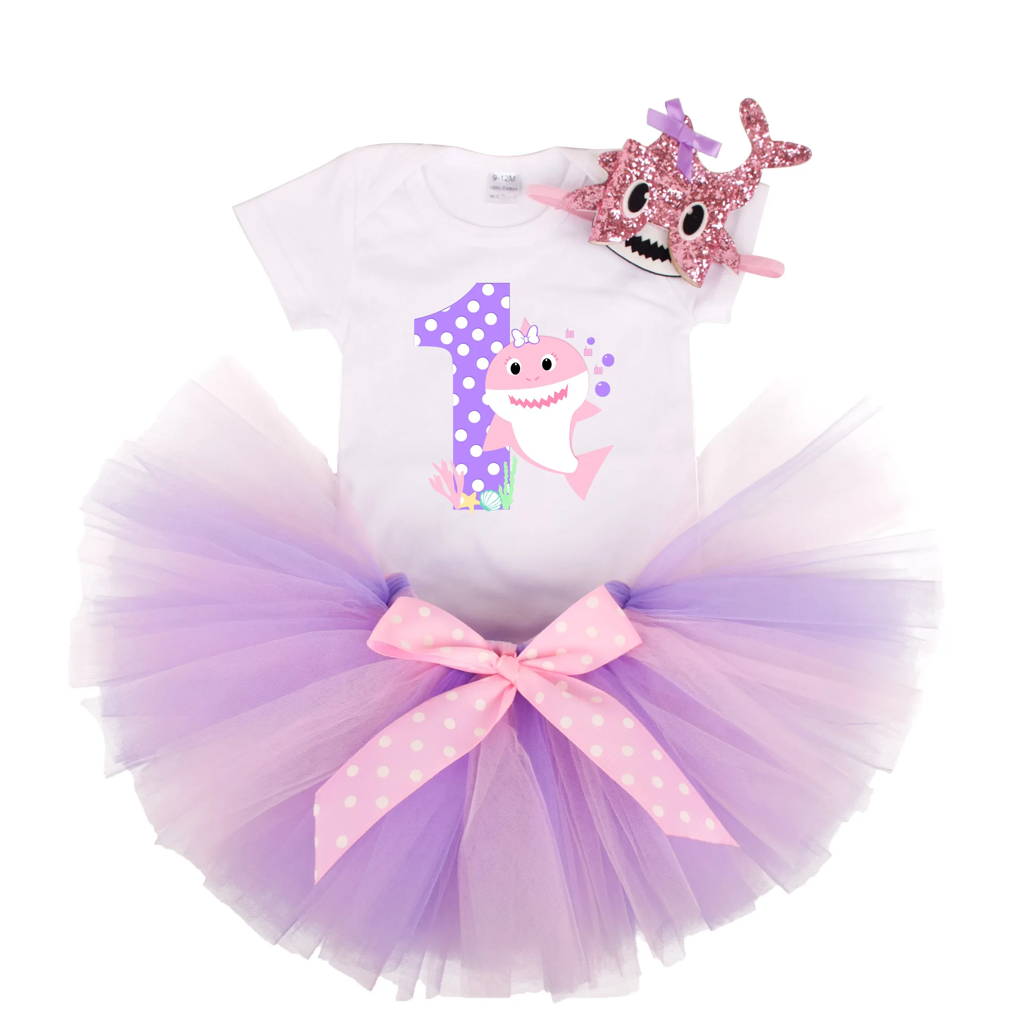 

Shark Birthday Tutu outfit Girls 1st Birthday Party costume Toddler Photo Props Cake Smash Kids Cosplay Tutu