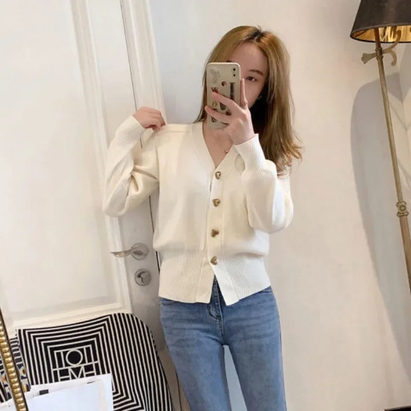 Women's Cardigans Loose Red V Neck Ladies Knit Sweaters Spring Autumn Long Sleeve Harajuku Fashion 2025 Light Elegant Jackets - 6