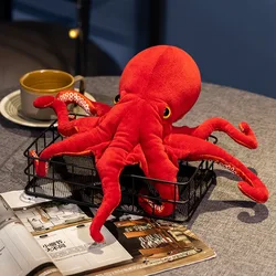 Lifelike Red Octopus Plush Toy - Realistic Sea Animal Stuffed Doll - 40cm (Octopus Red)