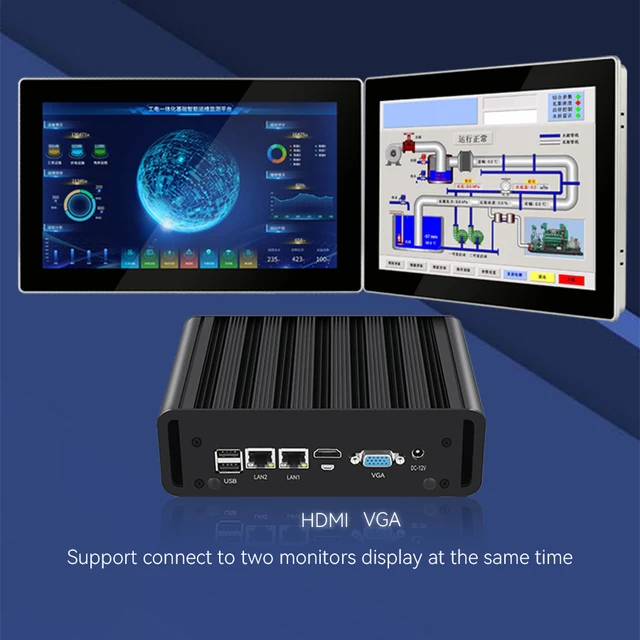 Fanless Industrial Mini PC Intel N100 Dual Ethernet 2x COM DB9 RS232 RS485 3G 4G LTE SIM Card Slot GPIO WiFi Windows Linux 5