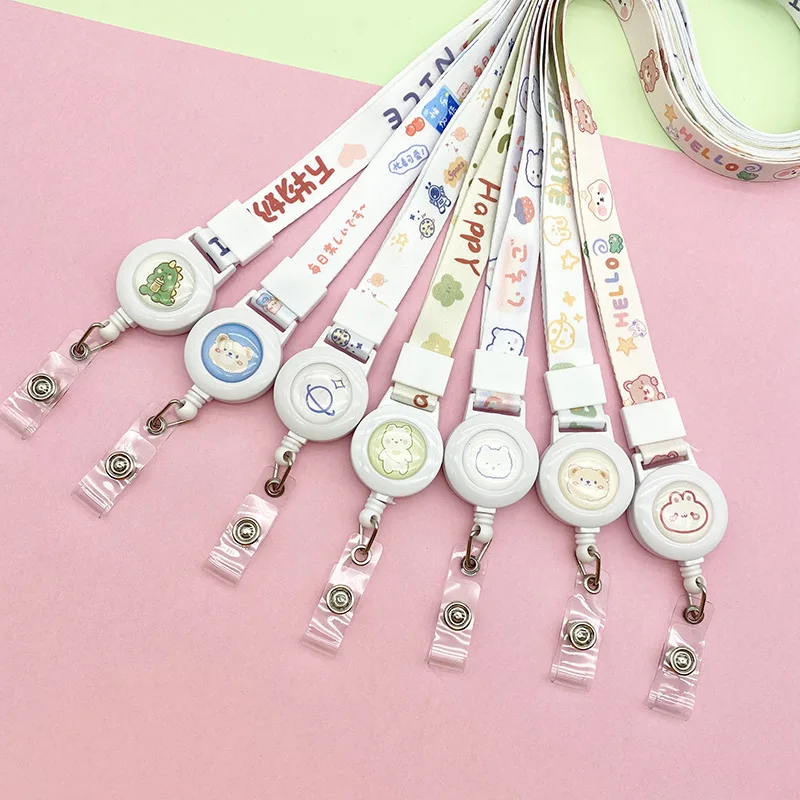 Retractable Badge Reel ID Card Yoyo Credential Holder Carabiner for Staff Doctor Students Nurse Anti-lost Keychain with Lanyard nurse doctor staff retractable rainbow badge reel with pvc id name tag card holder belt clip work badge holder